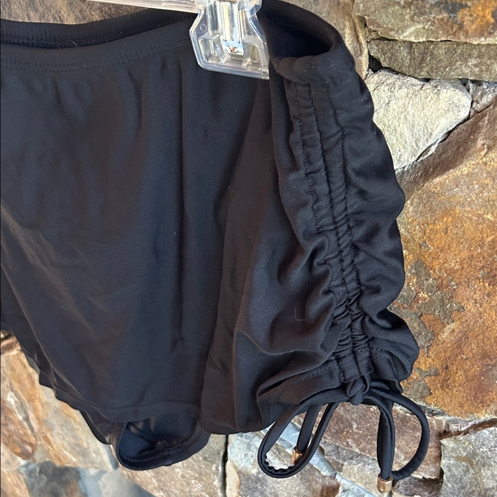 Black Skirted Swim Skort with Side Tie; Size Large (12-14); Like New!